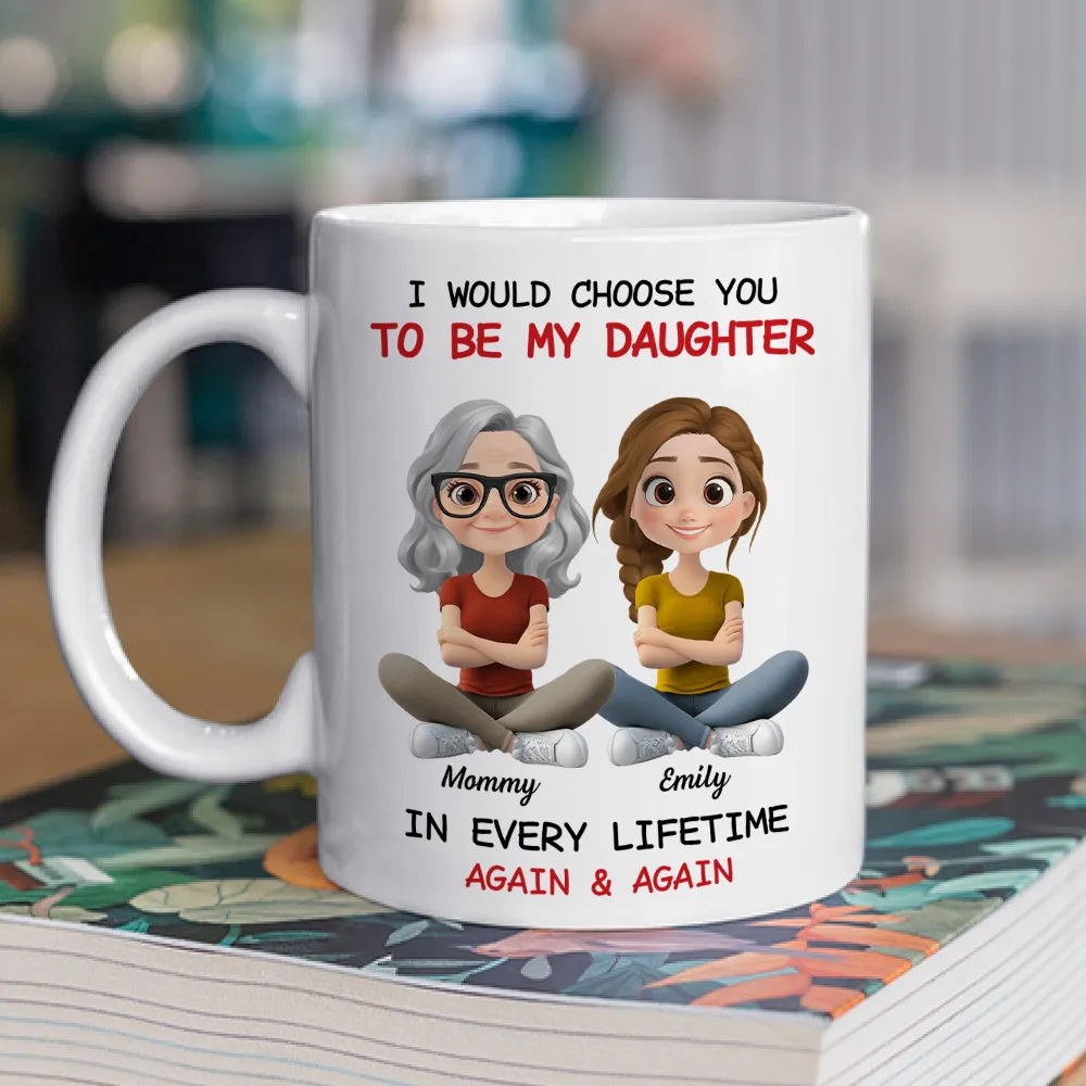 Ceramic Mug with Sweet Mother Daughter Quote and Cute Illustration, Personalized Unique Gift for Daughter - Image 2