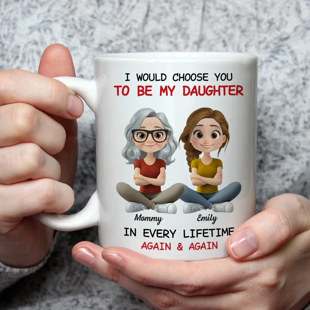Ceramic Mug with Sweet Mother Daughter Quote and Cute Illustration, Personalized Unique Gift for Daughter - Image 3