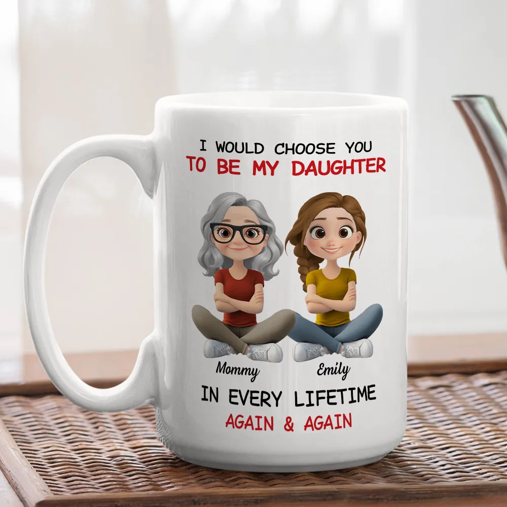 Ceramic Mug with Sweet Mother Daughter Quote and Cute Illustration, Personalized Unique Gift for Daughter - Image 4