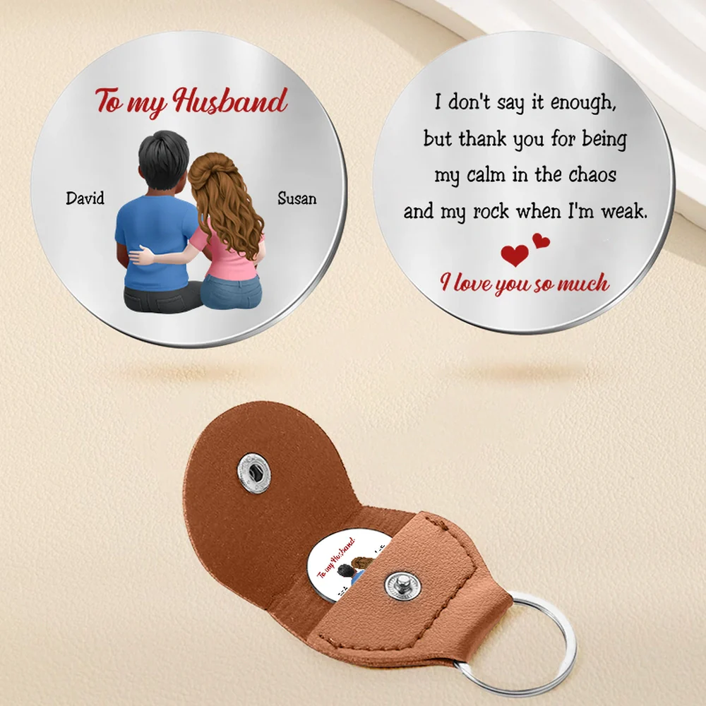 Personalized Pocket Hug Token for Husband, Custom Couple Hug Illustration, Everyday Keepsake, Unique Romantic Gift - Image 2