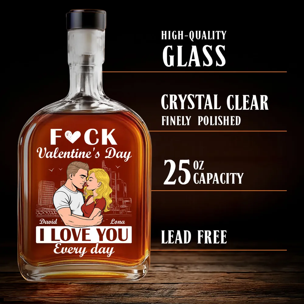 Personalized Glass Spirits Decanter with Custom Couple Illustration, “I Love You Every Day” Romantic Gift for Him or Her - Image 5