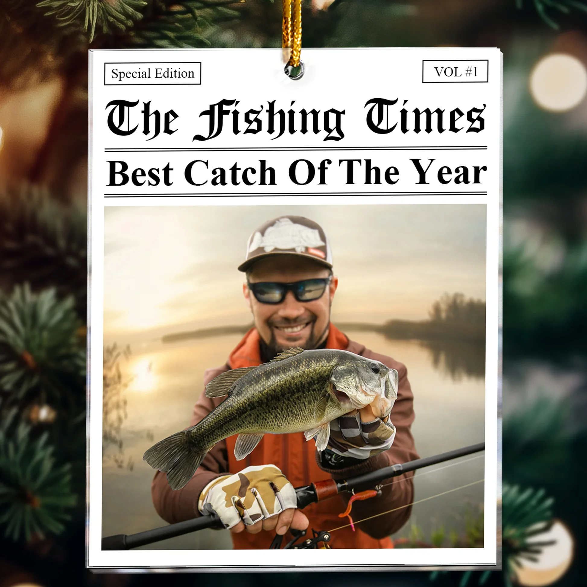Acrylic Ornament The Fishing Times Best Catch Of The Year Photo Style Lake Fishing Unique Gift For Anglers - Image 2