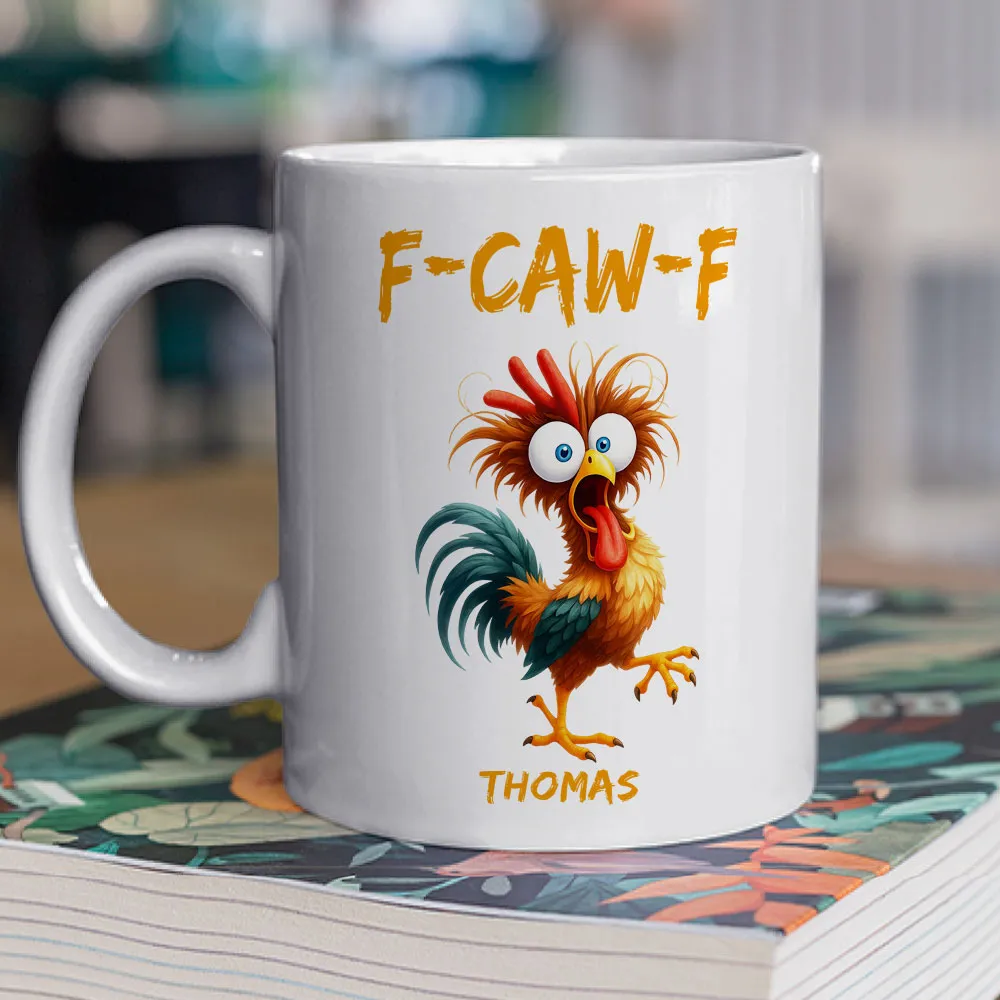 Personalized White Ceramic Mug with Funny Chicken Illustration, Unique Custom Gift for Coworker, Morning Coffee Mood Booster - Image 2