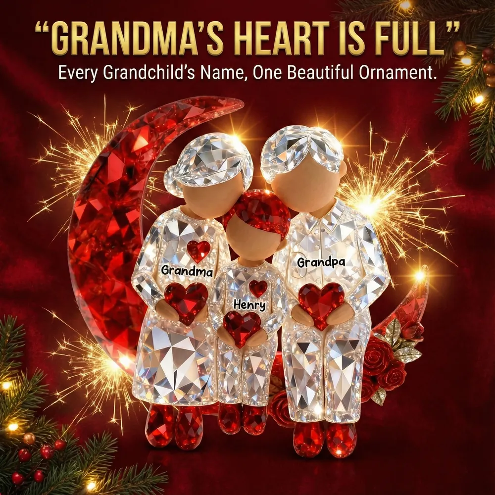 Acrylic Ornament Personalized Grandma and Grandkid Moon Hug Scene I Love You to the Moon and Back Sweet Holiday Gift - Image 9
