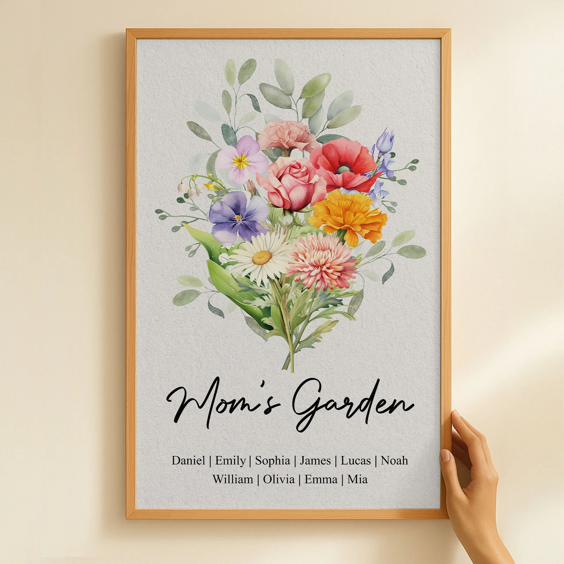 Personalized Birth Flower Bouquet Poster for Mom's Garden - Watercolor Family Keepsake, Unique Gift for Mom or Grandma - Image 6