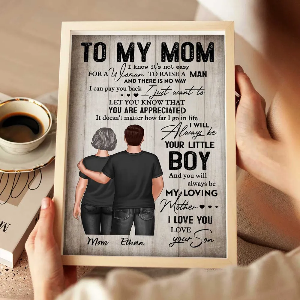 To My Mom From Son Personalized Poster, Always Be Your Little Boy Quote Wall Art, Meaningful Unique Gift for Mom - Image 3