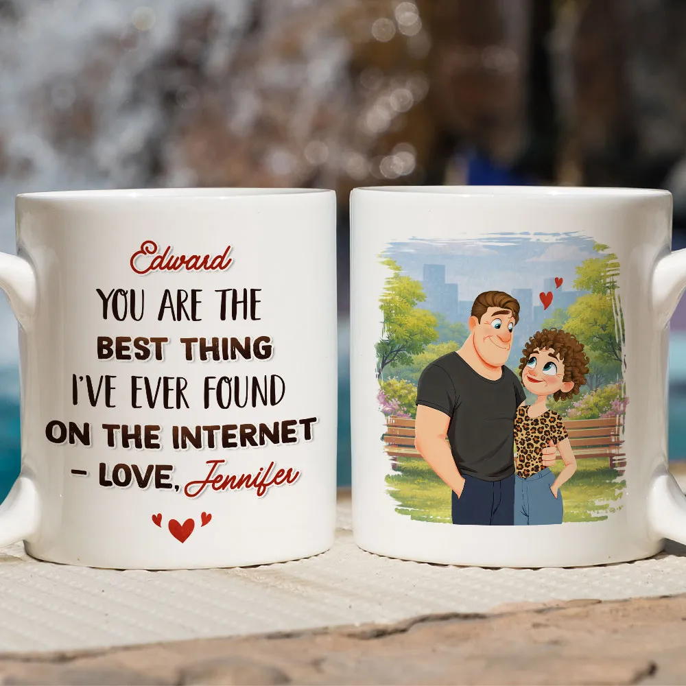 Ceramic Mug Personalized with Sweet Internet Love Message, Park Couple Art, Unique Valentine's Day Gift for Couple - Image 2