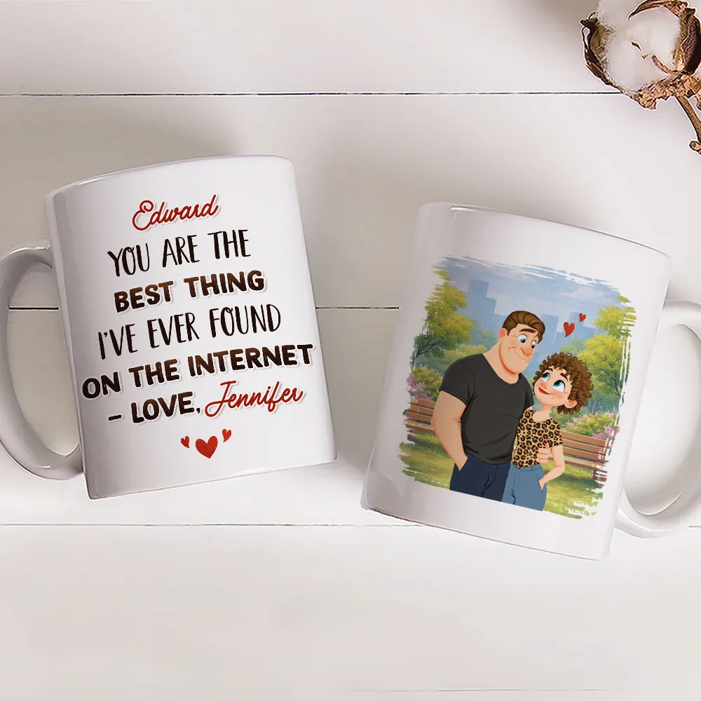 Ceramic Mug Personalized with Sweet Internet Love Message, Park Couple Art, Unique Valentine's Day Gift for Couple - Image 5