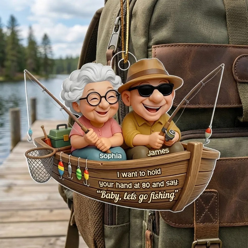 Acrylic Ornament 'Baby, Let's Go Fishing' - Personalized Cute Boat Scene for Couples, A Romantic Unique Gift - Image 6
