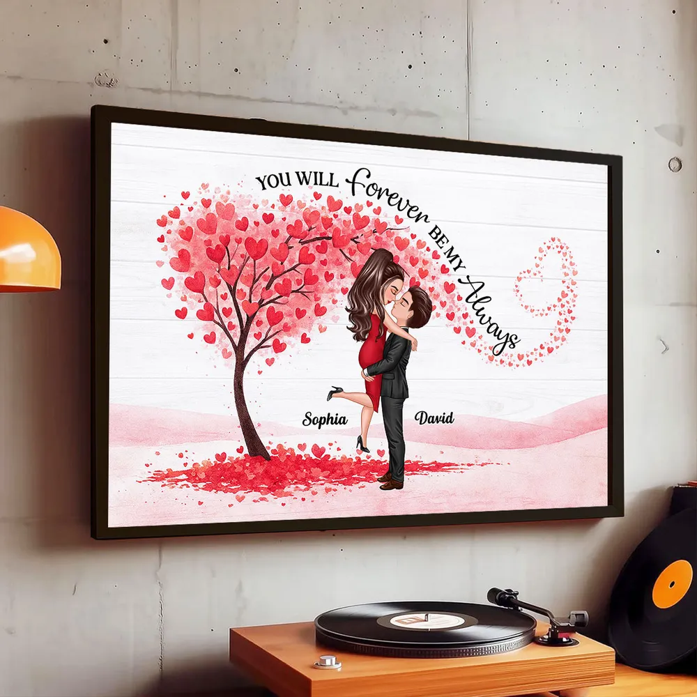 Personalized Couple Hugging Poster with Heart Tree Quote Wall Art Unique Romantic Gift for Wife Husband - Image 2