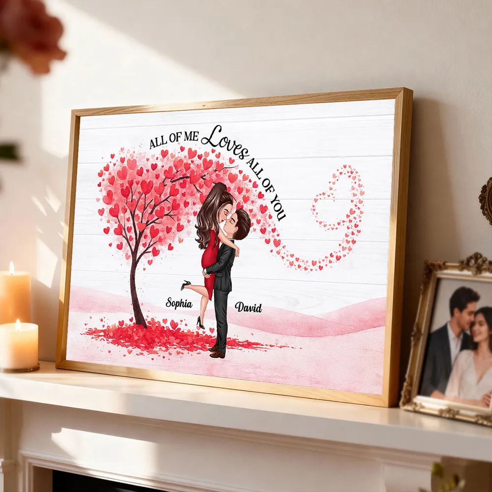 Personalized Couple Hugging Poster with Heart Tree Quote Wall Art Unique Romantic Gift for Wife Husband - Image 3