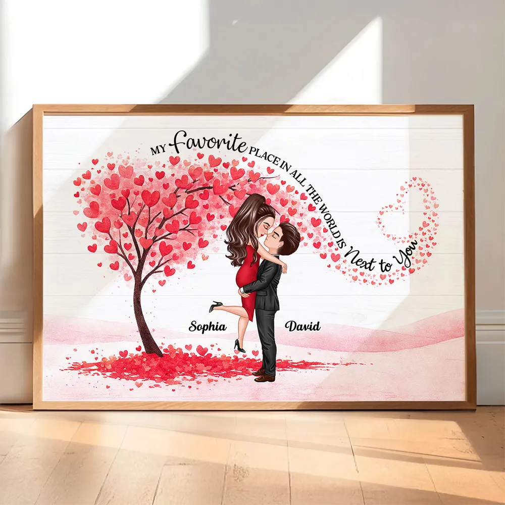 Personalized Couple Hugging Poster with Heart Tree Quote Wall Art Unique Romantic Gift for Wife Husband - Image 5