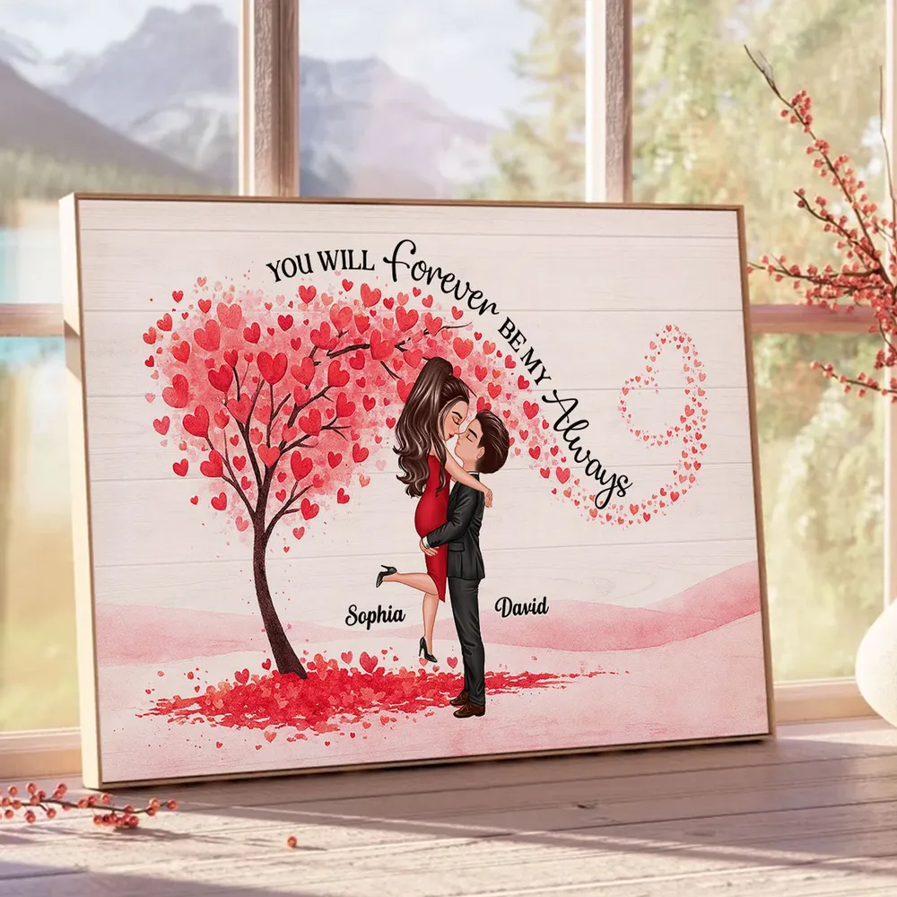 Personalized Couple Hugging Poster with Heart Tree Quote Wall Art Unique Romantic Gift for Wife Husband - Image 7