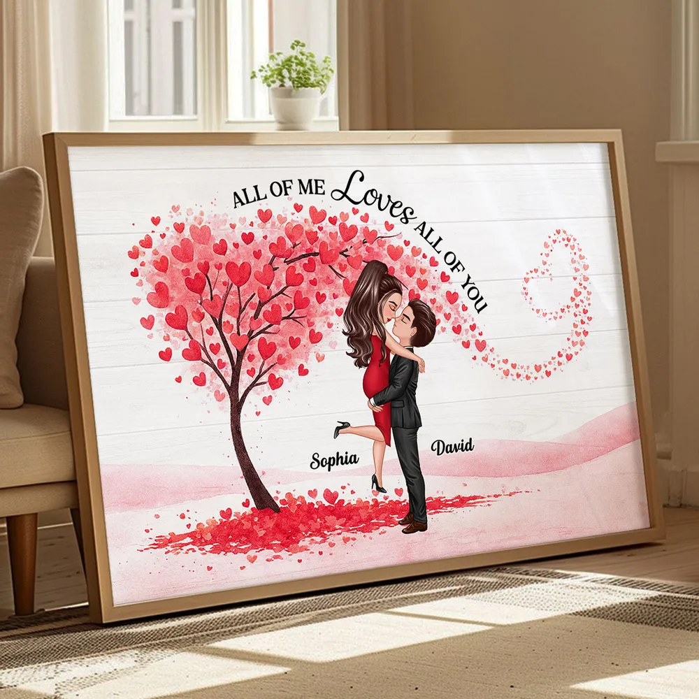 Personalized Couple Hugging Poster with Heart Tree Quote Wall Art Unique Romantic Gift for Wife Husband - Image 8
