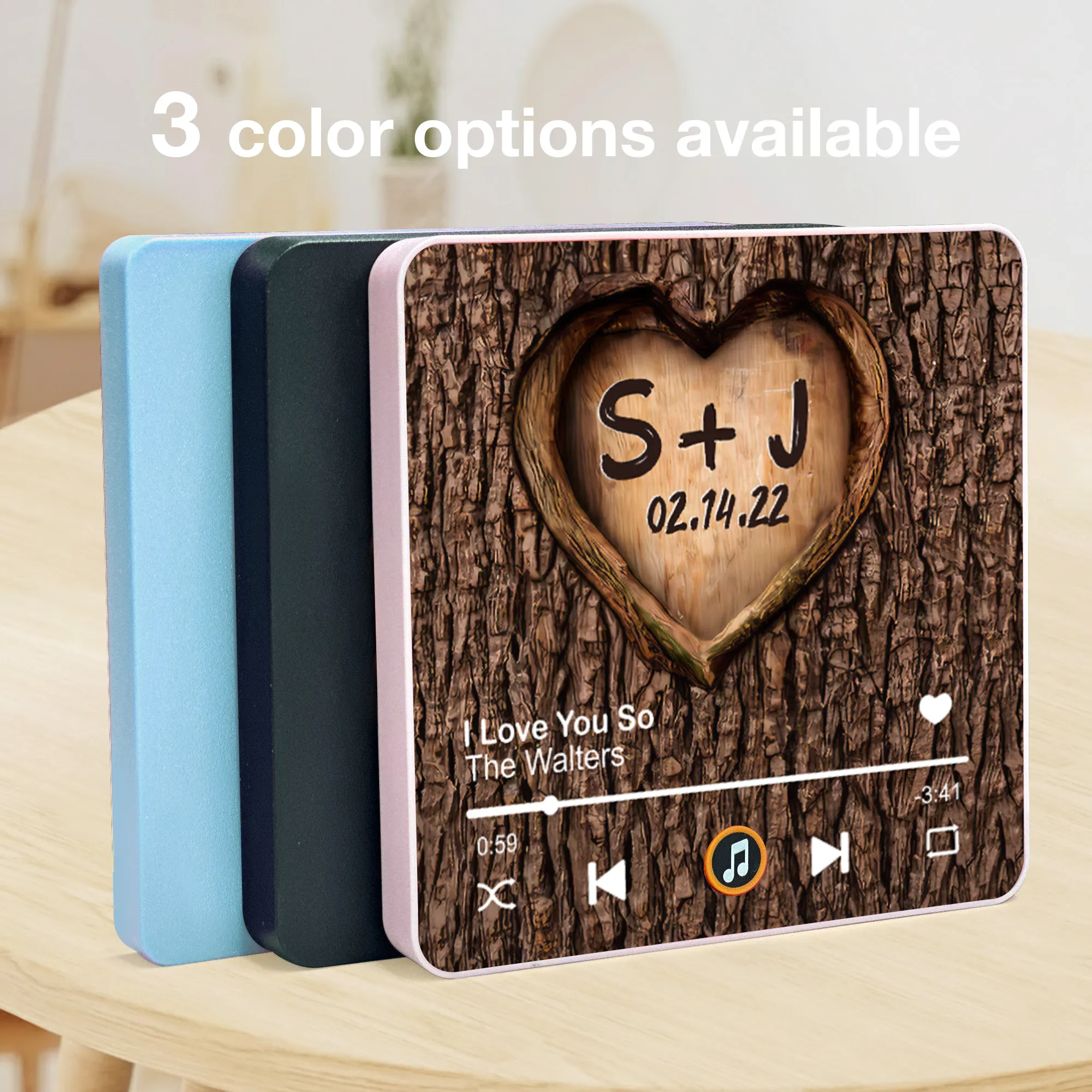 Personalized Heart Tree Acrylic Music Magnet, Rustic Wood Look Couple Gift for Valentine's Day Love Keepsake - Image 3