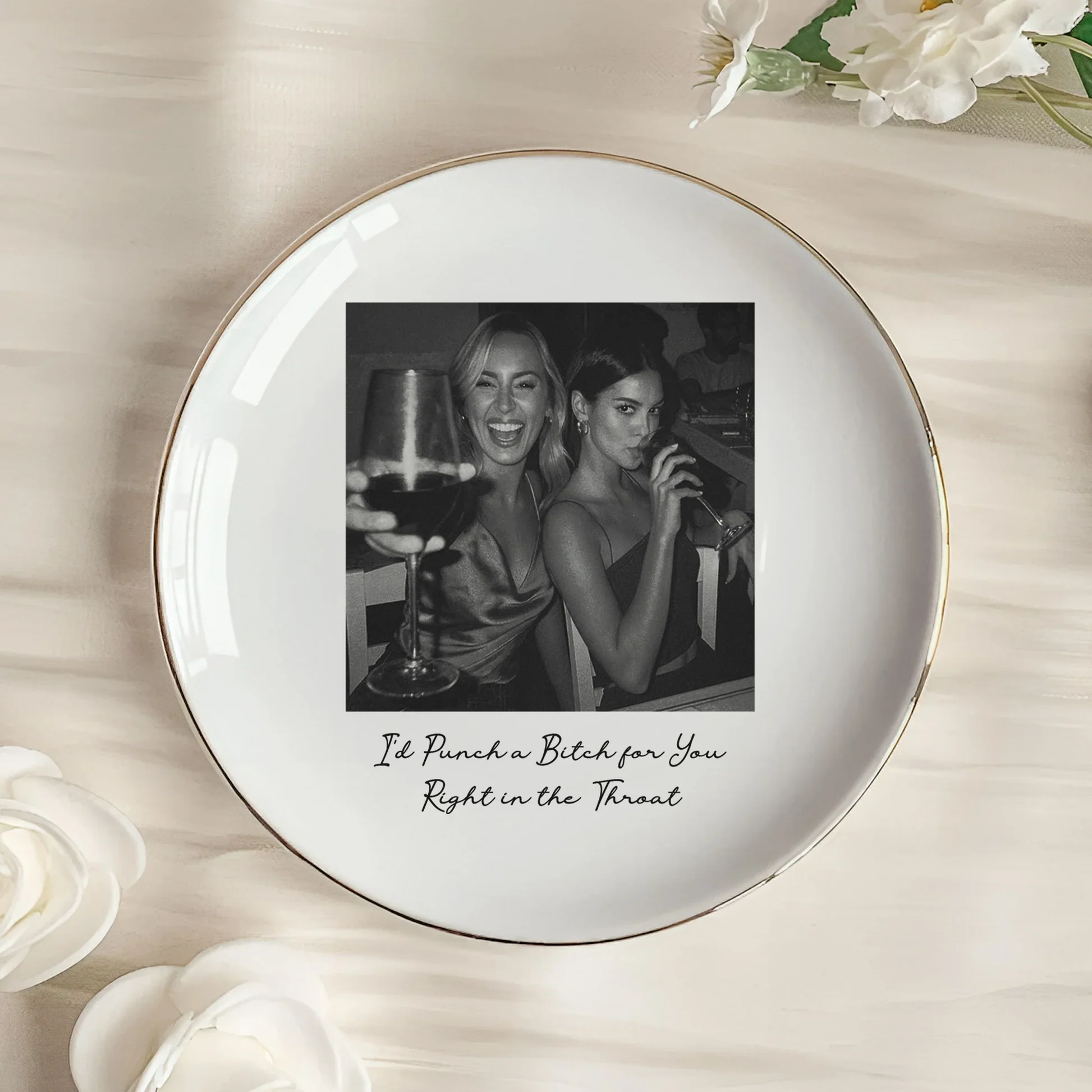 Personalized Photo Jewelry Dish, Best Friend Vanity Decor, Funny Keepsake Tray, Unique Gift for Bestie - Image 2