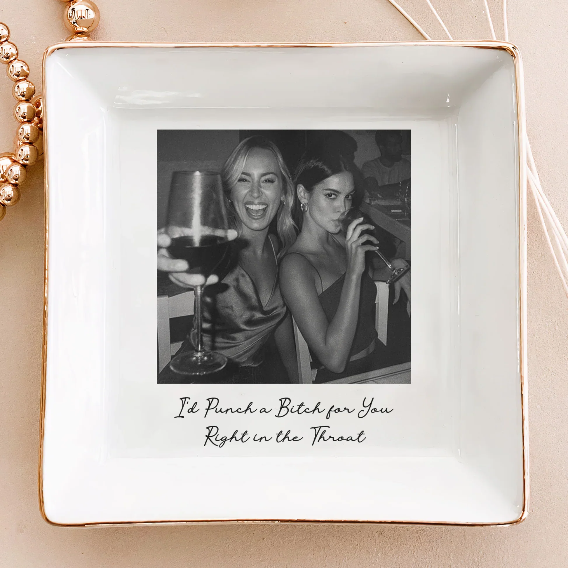 Personalized Photo Jewelry Dish, Best Friend Vanity Decor, Funny Keepsake Tray, Unique Gift for Bestie - Image 3