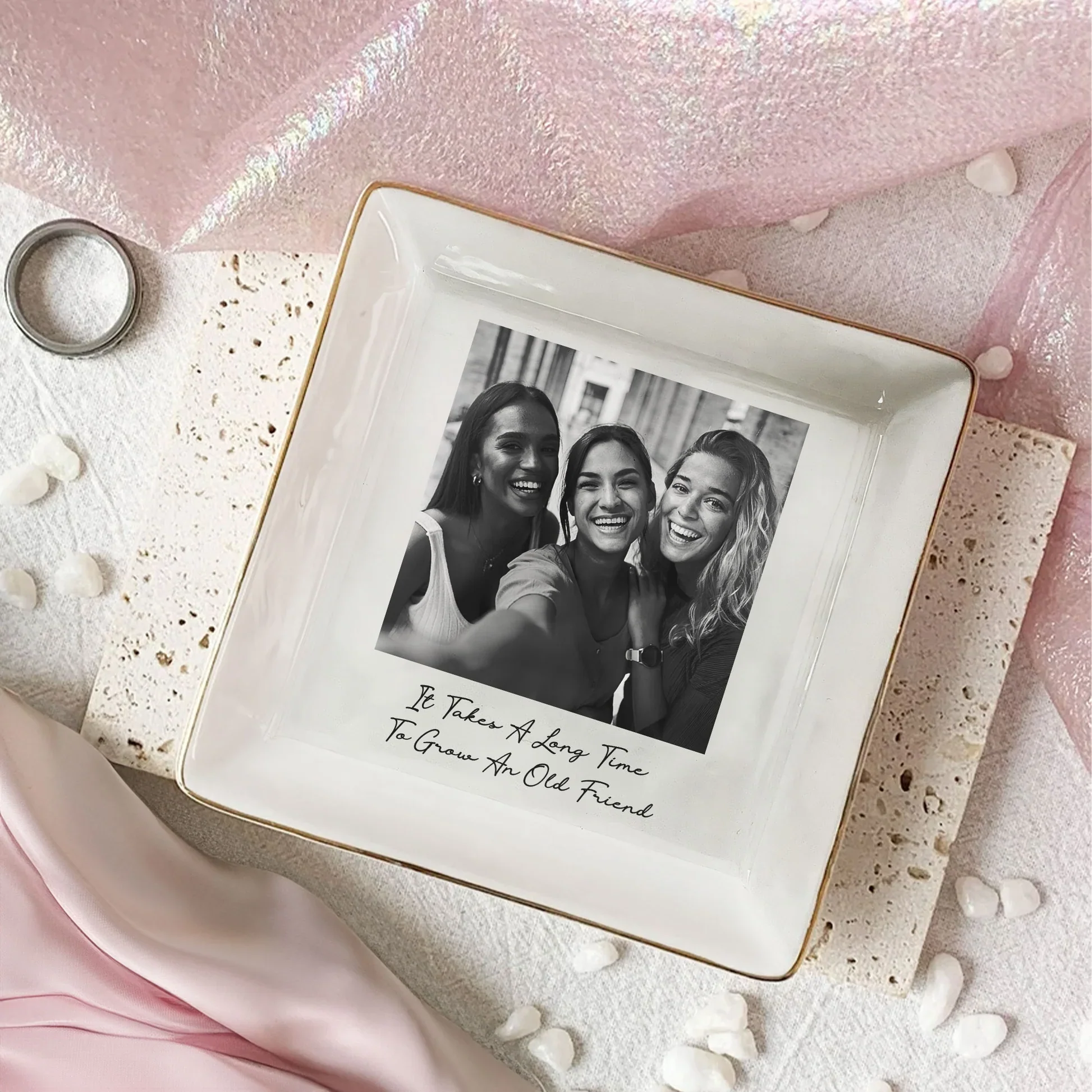 Personalized Photo Jewelry Dish, Best Friend Vanity Decor, Funny Keepsake Tray, Unique Gift for Bestie - Image 5