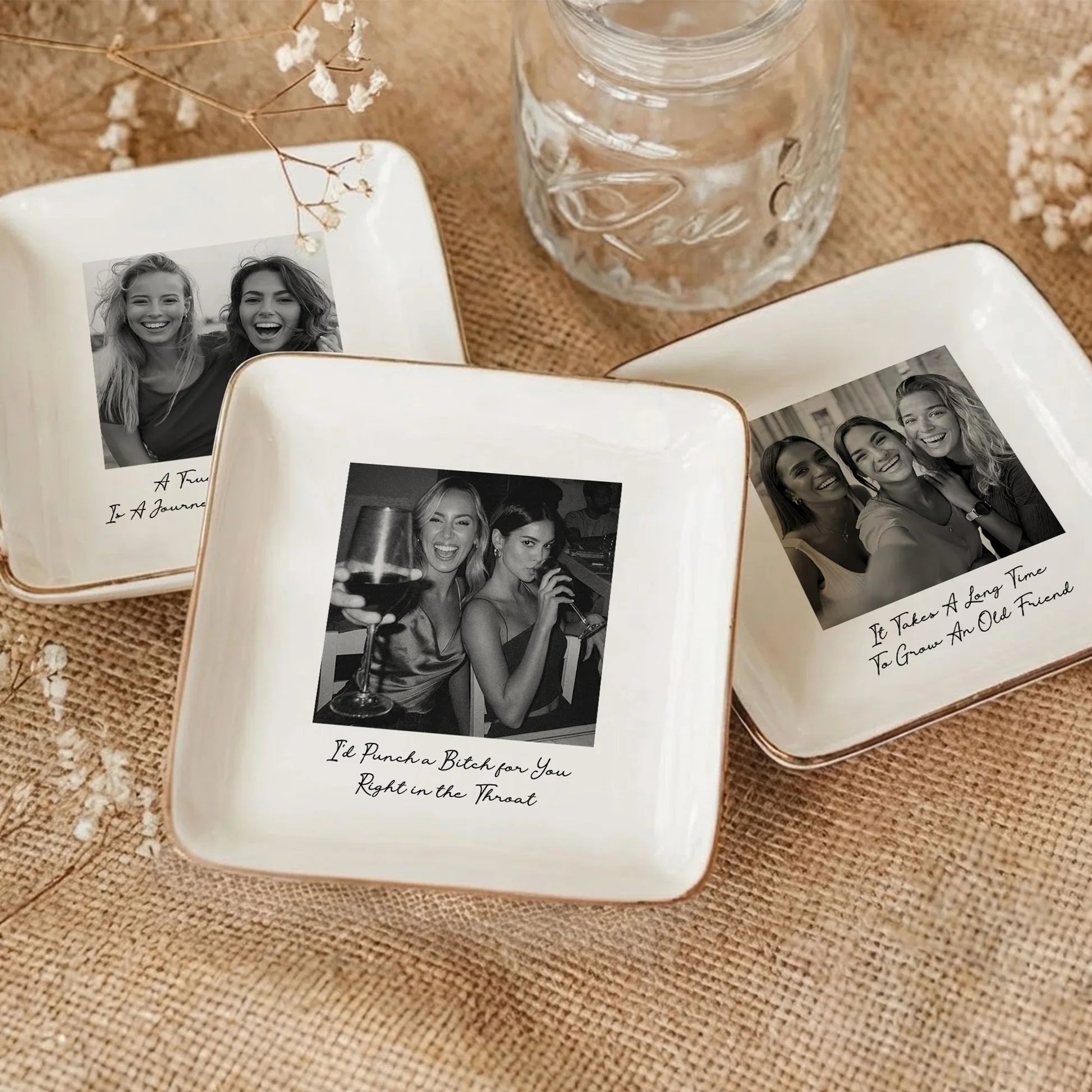 Personalized Photo Jewelry Dish, Best Friend Vanity Decor, Funny Keepsake Tray, Unique Gift for Bestie - Image 7