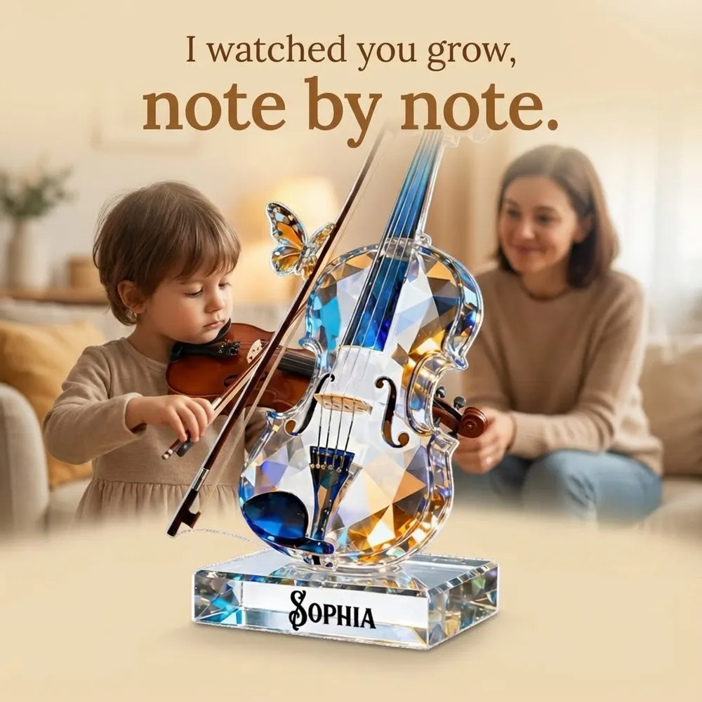 Custom Violin Acrylic Ornament in Sparkly Blue Tones for Holiday Celebration - Meaningful Music Gift That Stands Out - Image 7