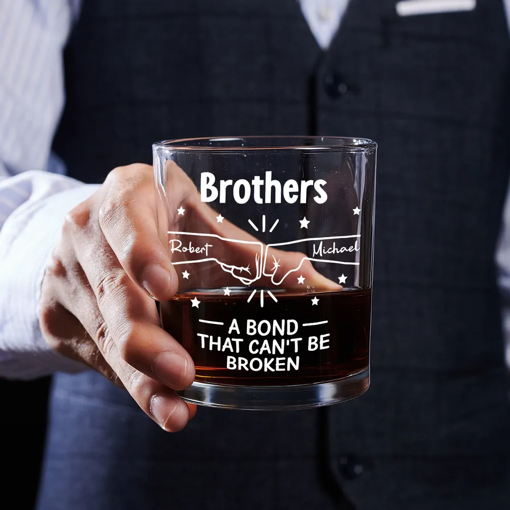 Personalized Brothers Whiskey Glass with Fist Bump Design, Unique Gift for Brother, A Bond That Can't Be Broken - Image 5
