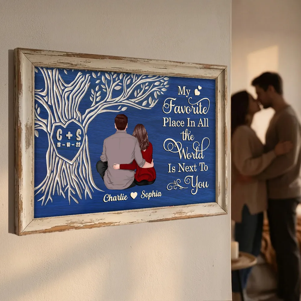 My Favorite Place Is Next To You Poster, Custom Couple Keepsake Wall Art, Cozy Blue Modern Look, Unique Anniversary Gift - Image 3
