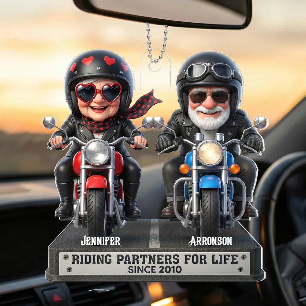 Acrylic Car Hanger Riding Partners for Life - Personalized Cute Motorcycle Couple Mirror Decor, Unique Gift - Image 5