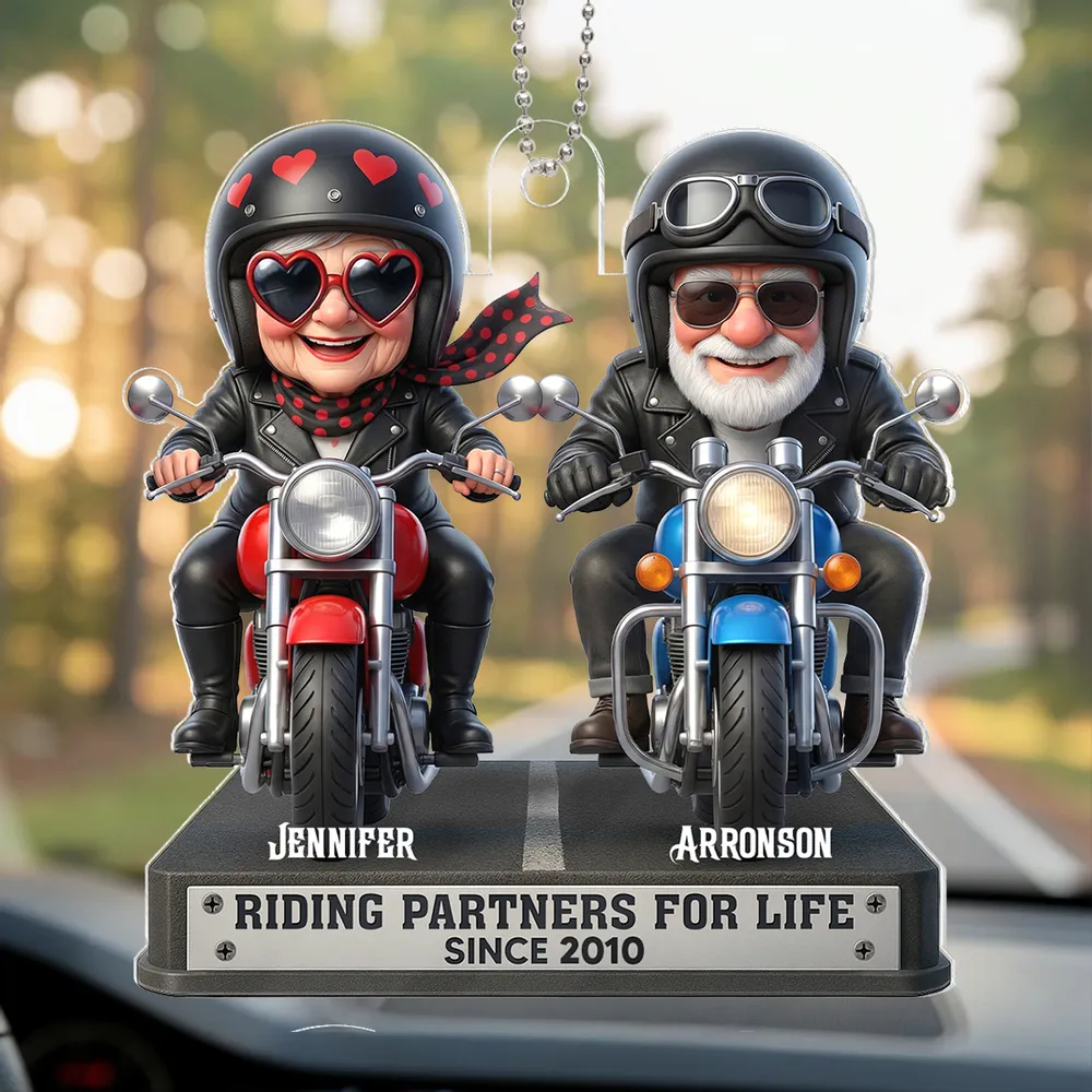 Acrylic Car Hanger Riding Partners for Life - Personalized Cute Motorcycle Couple Mirror Decor, Unique Gift - Image 7