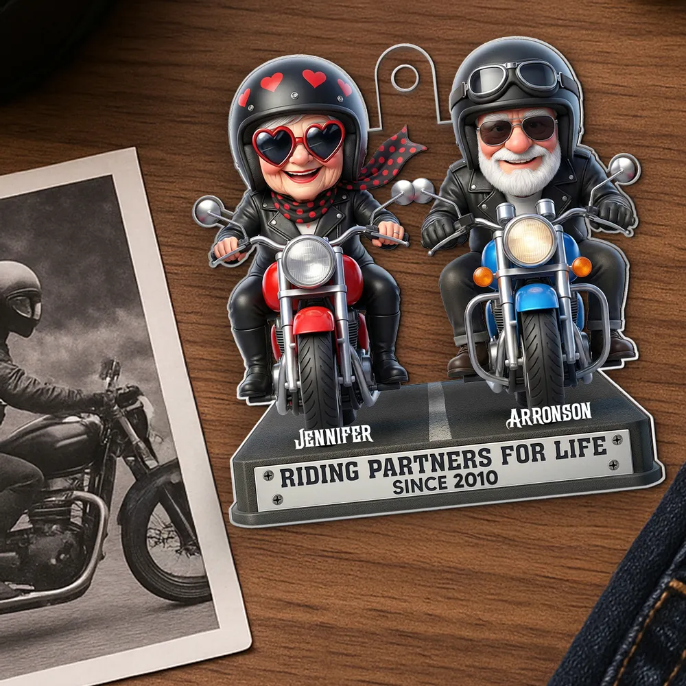 Acrylic Car Hanger Riding Partners for Life - Personalized Cute Motorcycle Couple Mirror Decor, Unique Gift - Image 8