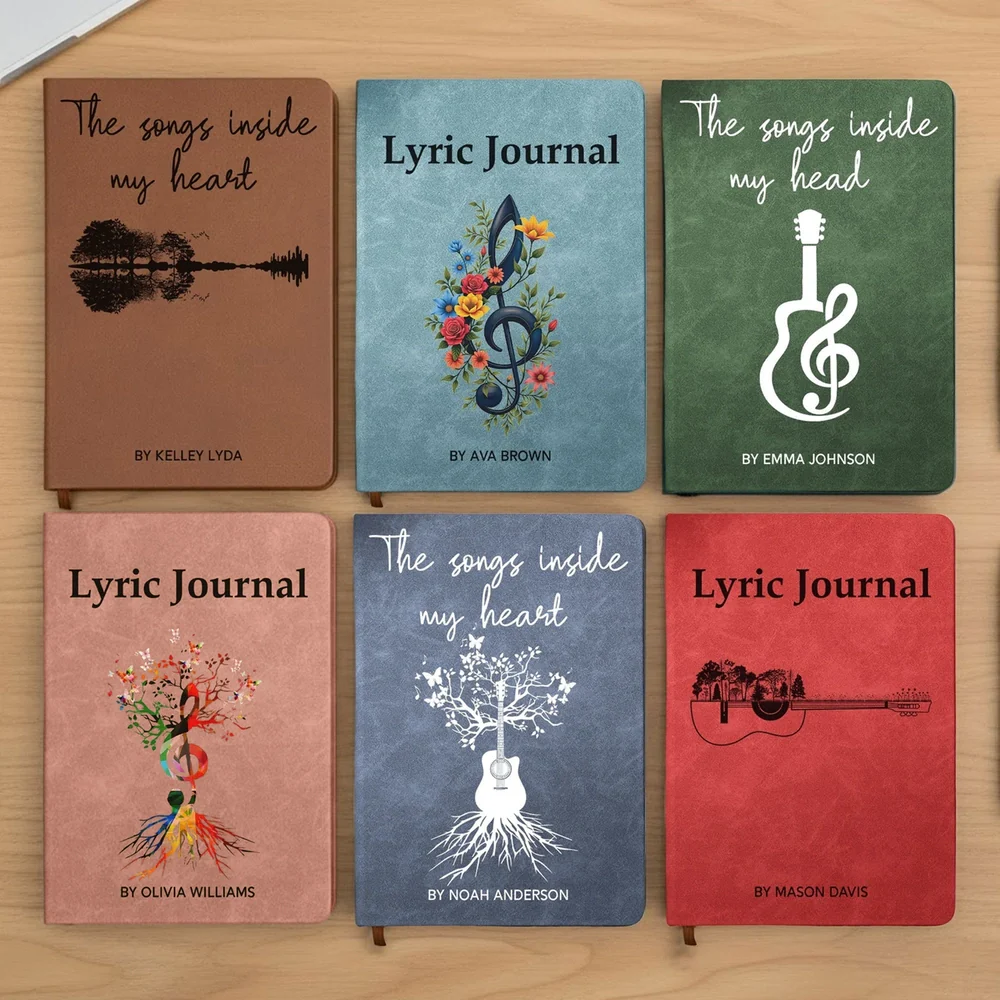 Personalized Leather Journal Music Quote Cover Lyric Journal Look for the Unique Creative Gift for Songwriters