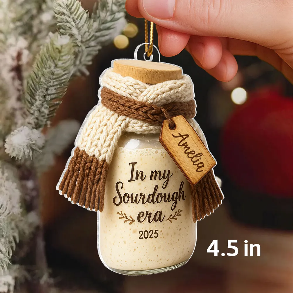 Personalized Acrylic Ornament In My Sourdough Era Cute Jar Design Christmas Tree Decor Unique Gift for Bakers - Image 2