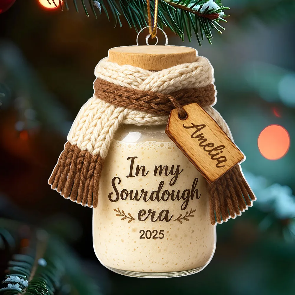 Personalized Acrylic Ornament In My Sourdough Era Cute Jar Design Christmas Tree Decor Unique Gift for Bakers - Image 3