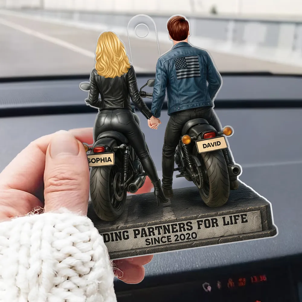 Riding Partners for Life Acrylic Light Box, Custom Motorcycle Couple Night Light with Warm Glow, Sentimental Gift - Image 10