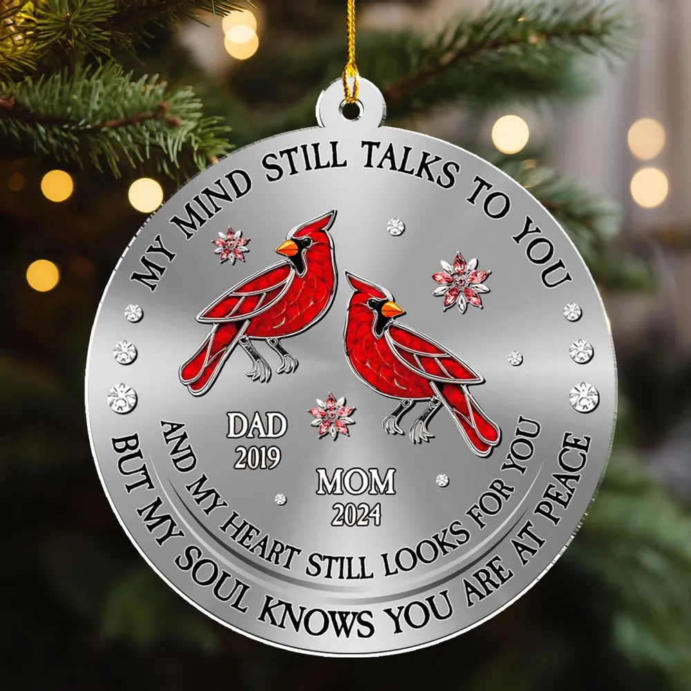 Cardinal Memorial Acrylic Ornament - Personalized Keepsake for Mom, A Heartfelt Christmas Tree Gift That Brings Comfort - Image 3