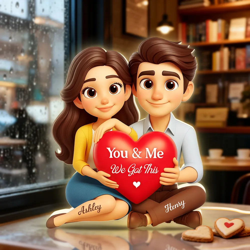 Custom Acrylic Light Box Night City Couple Sitting with Heart - Sweet You & Me Keepsake, Warm Light Gift for Couples - Image 4