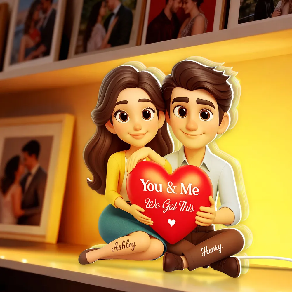 Custom Acrylic Light Box Night City Couple Sitting with Heart - Sweet You & Me Keepsake, Warm Light Gift for Couples - Image 6