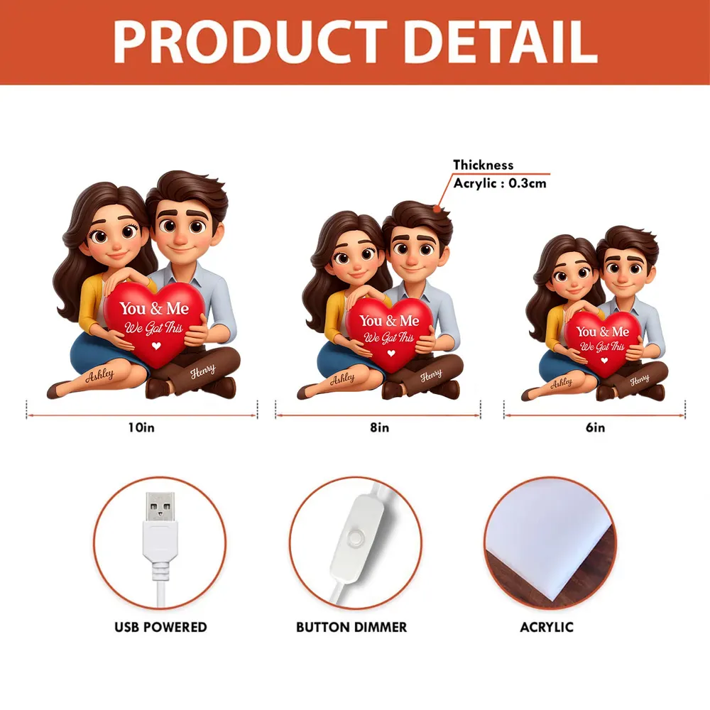 Custom Acrylic Light Box Night City Couple Sitting with Heart - Sweet You & Me Keepsake, Warm Light Gift for Couples - Image 7