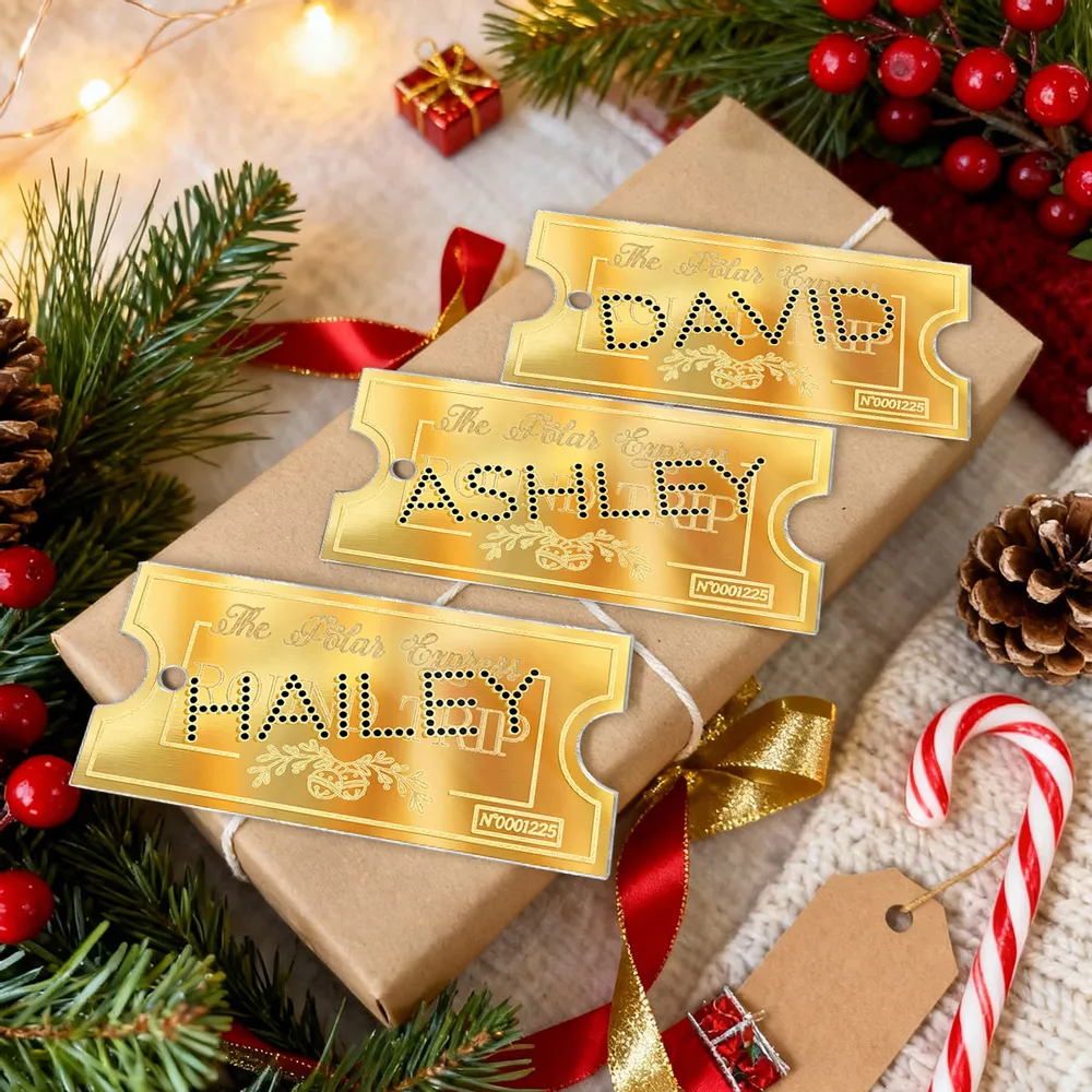 Acrylic Ornament with Personalized Ticket-Style Name for a Cozy Shelf or Backpack Charm Sweet Unique Gift for Kids - Image 3