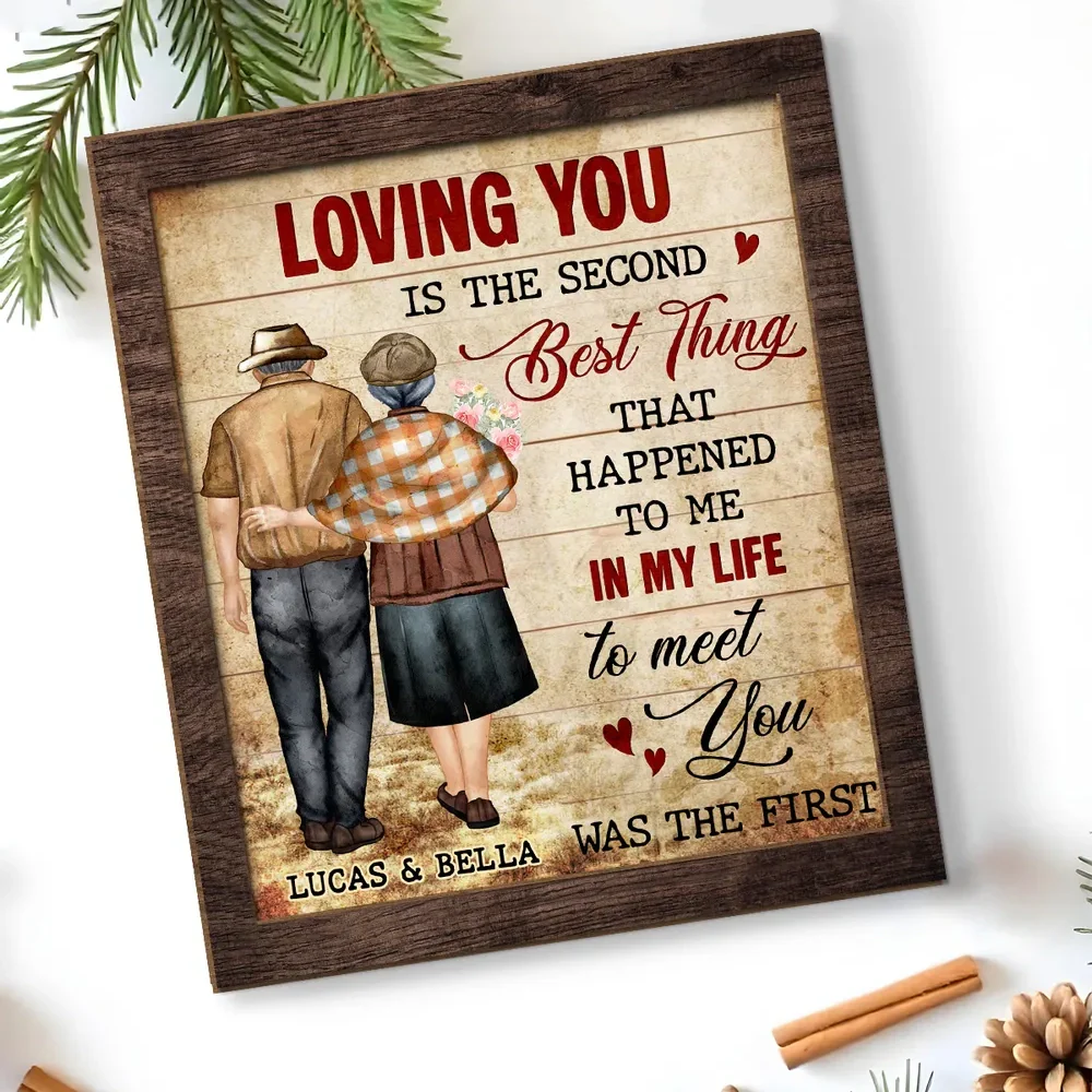 Personalized 2-Layer Wooden Plaque With Vintage Couple Walking Back View Sweet Love Quote, Unique Gift For Wife Or Husband - Image 3