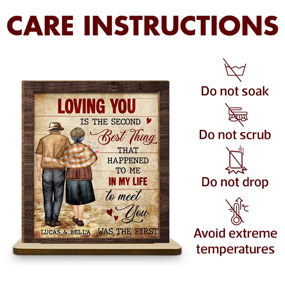 Personalized 2-Layer Wooden Plaque With Vintage Couple Walking Back View Sweet Love Quote, Unique Gift For Wife Or Husband - Image 5