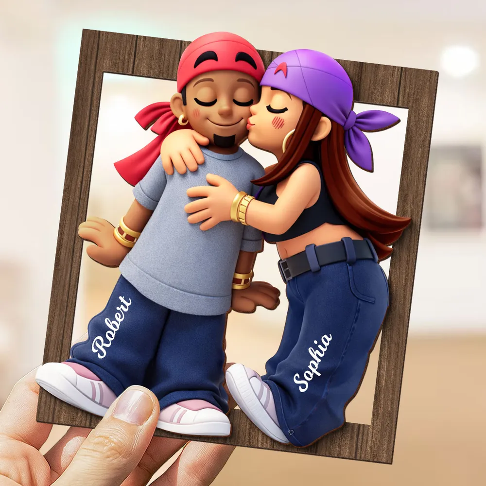 Personalized 2-Layer Wooden Plaque Cute Couple Kissing Keepsake for Bedroom Decor, A Unique Gift for Him or Her - Image 6