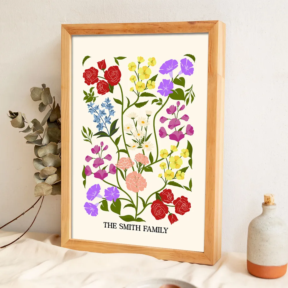 Personalized Birth Flower Bouquet Poster Minimalist Floral Wall Decor Unique Gift for Sisters, Sweet Quote Keepsake - Image 8