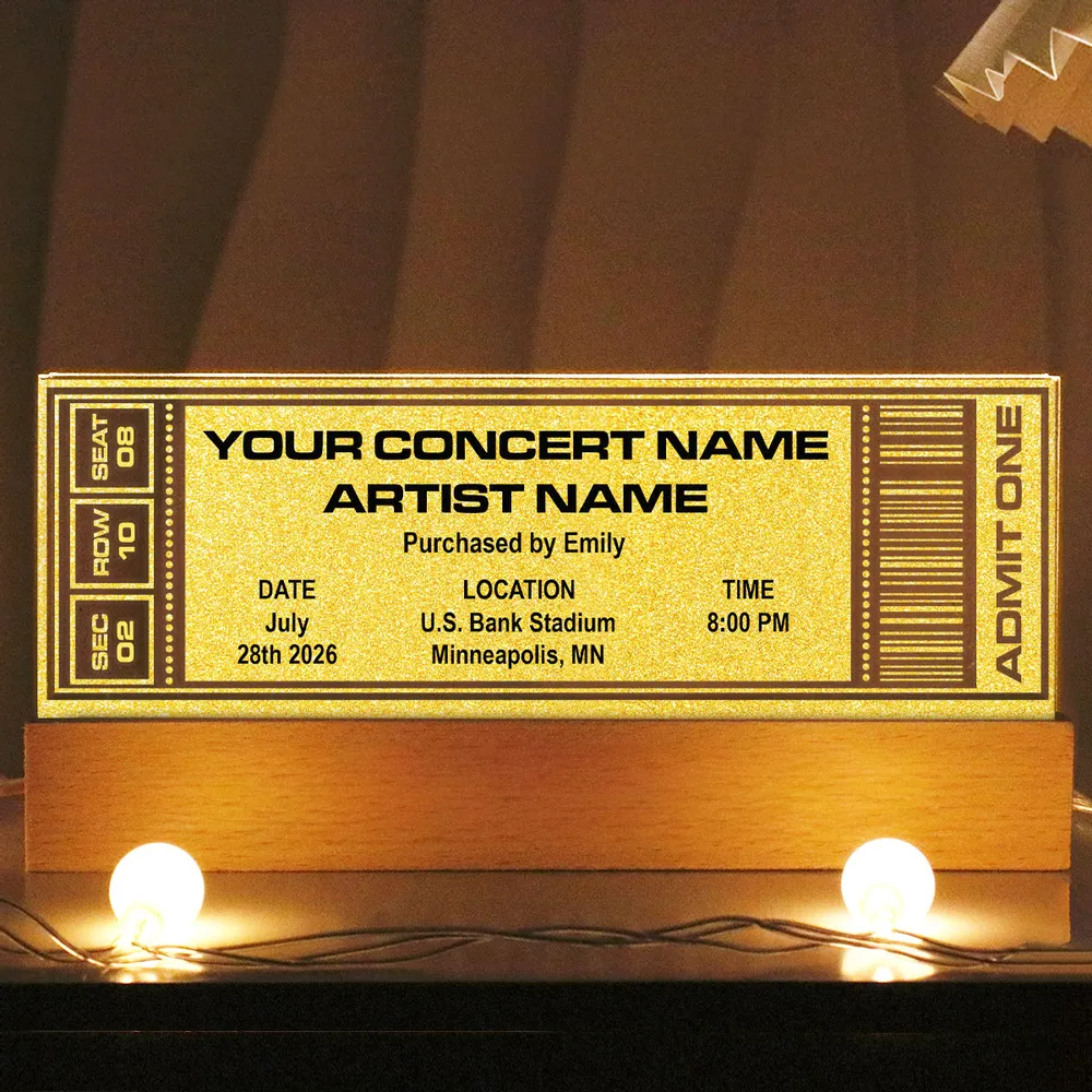 Custom Concert Ticket Block LED Light Plaque with Warm Glow, Romantic Keepsake Gift for Couples - Image 3