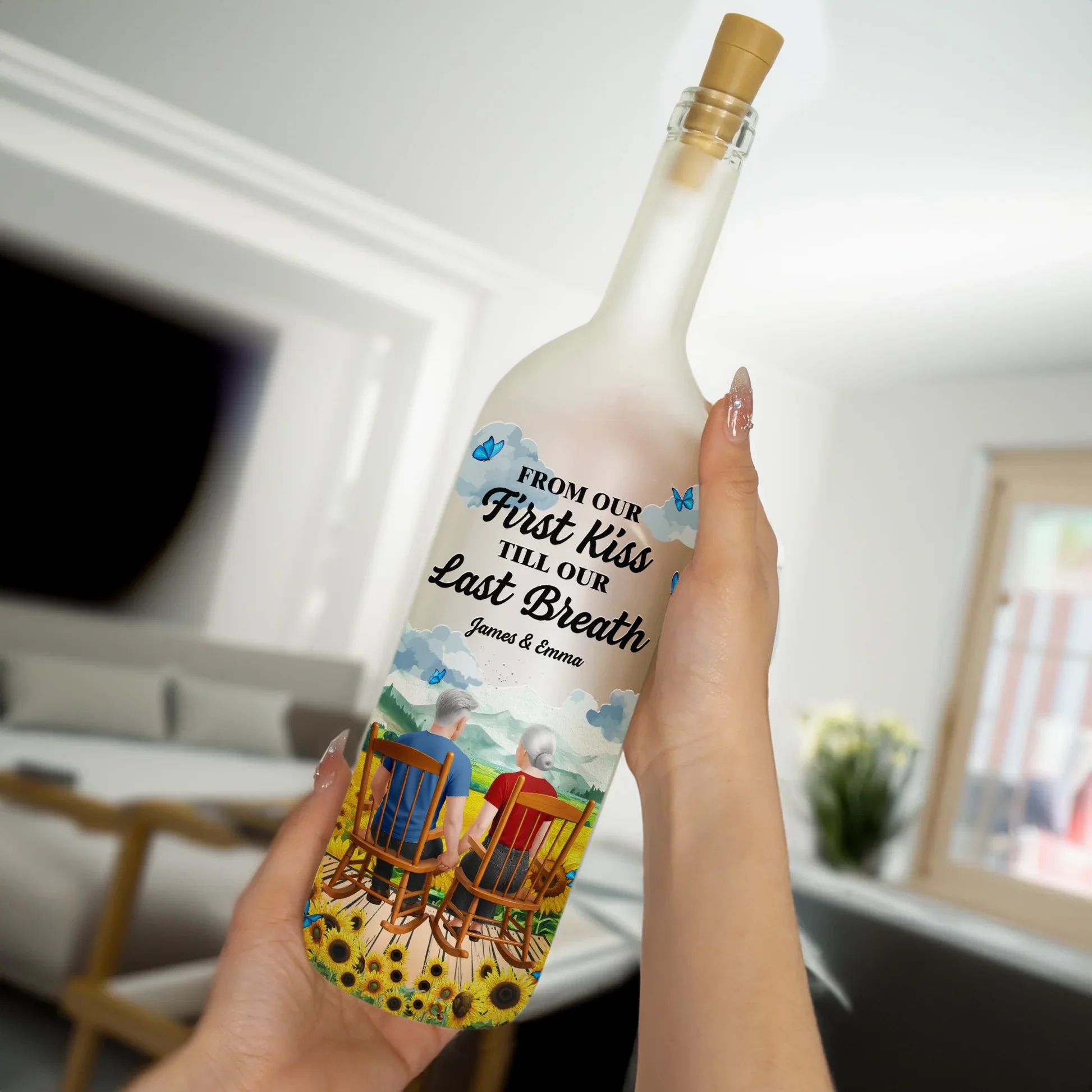 Personalized Bottle Lamp From Our First Kiss Till Our Last Breath Romantic Couple Gift With Warm Glow Home Decor - Image 5