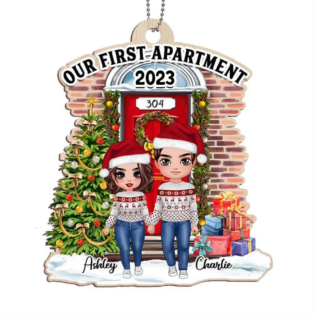 Our First Apartment Acrylic Ornament, Personalized Holiday Couple Keepsake, Cozy Christmas Tree Decor, Creative Gift - Image 2