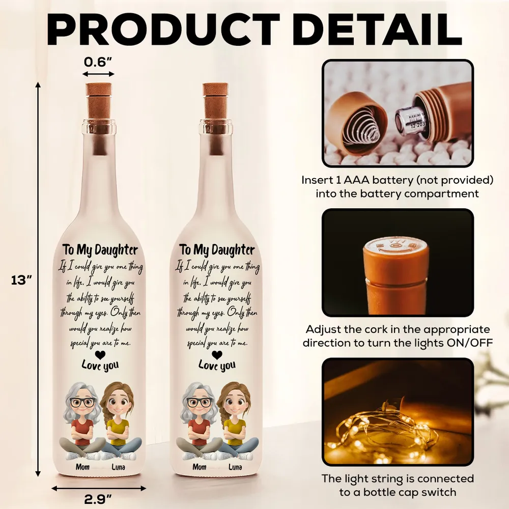 Personalized Bottle Lamp With Daughter Quote, Warm Glow Bedroom Decor, Unique Gift For Daughter From Mom - Image 5