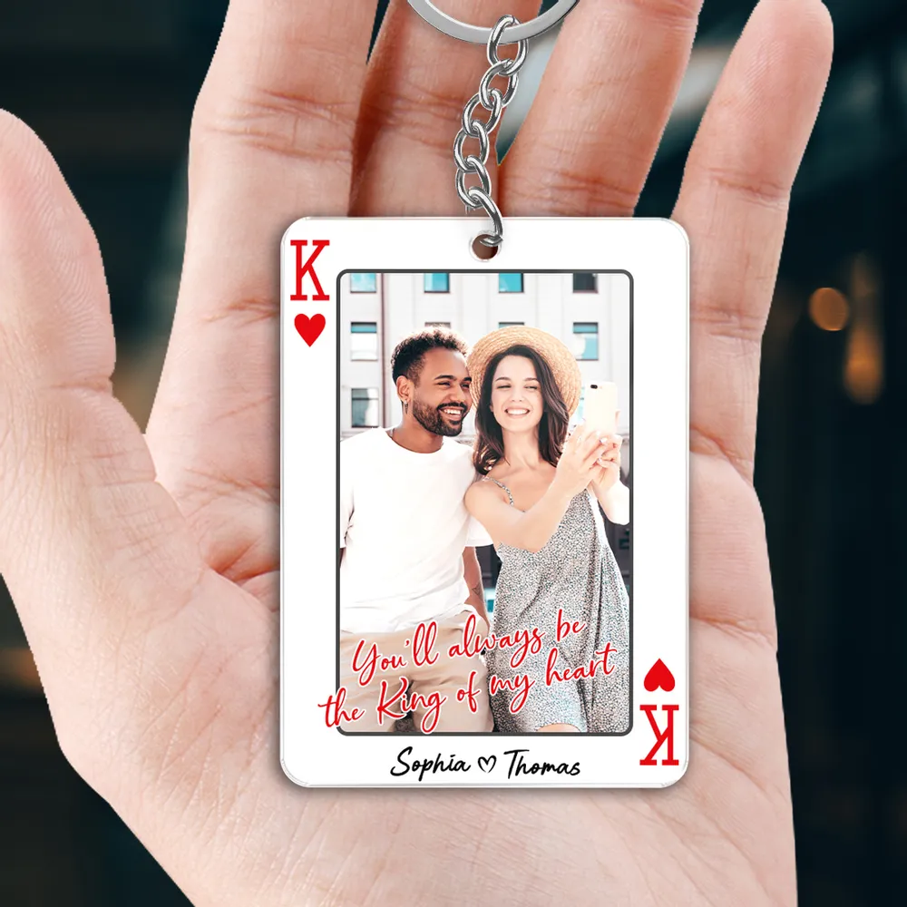 King of My Heart Couple Acrylic Keychain, Personalized Photo Charm for Keys and Bags, Sweet Romantic Keepsake, Creative Gift for Couples - Image 2