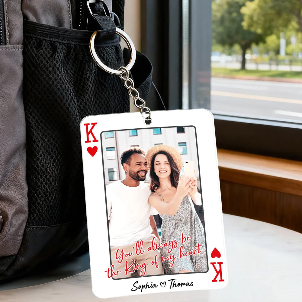 King of My Heart Couple Acrylic Keychain, Personalized Photo Charm for Keys and Bags, Sweet Romantic Keepsake, Creative Gift for Couples - Image 3
