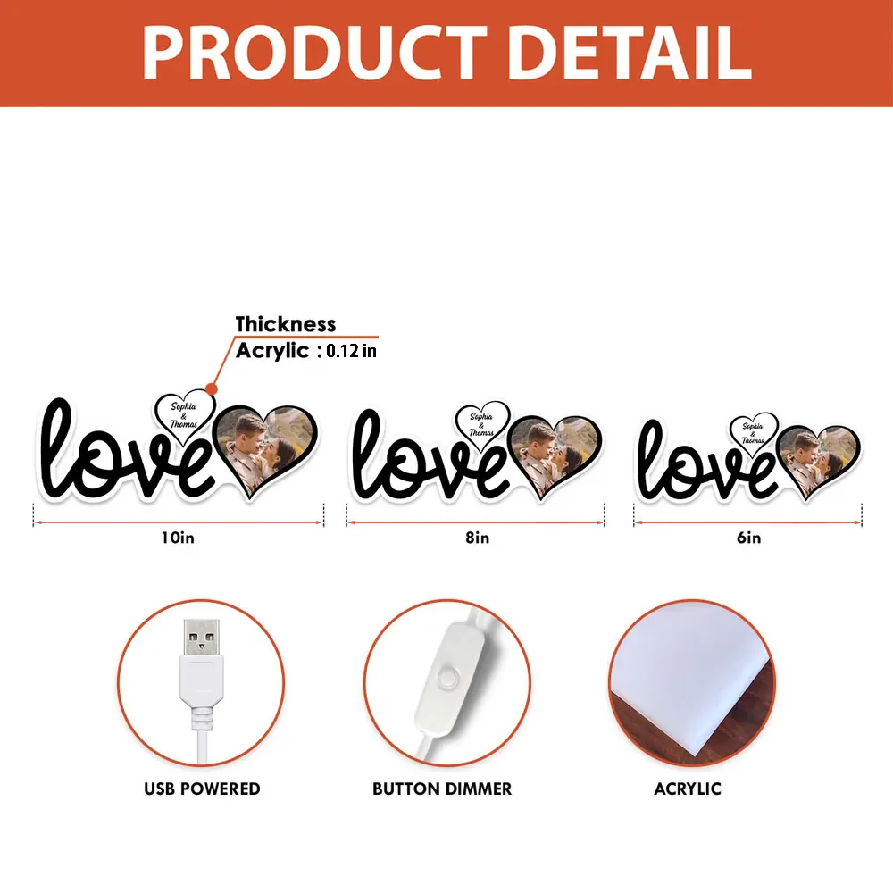 Personalized Love Acrylic Light Box With Custom Photo, Cozy Bedroom Glow, Unique Romantic Gift for Couple - Image 8