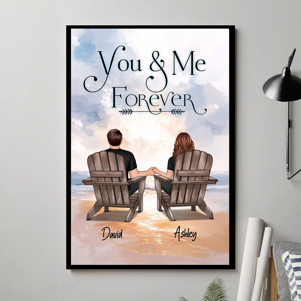 You & Me Forever Couple Poster, Personalized Beach Sunset Wall Decor, Sweet Romantic Gift for Couple - Image 4
